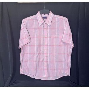 Hampton Club Men's Size XL Short Sleeve Shirt Pink White Blue Yellow Green Plaid